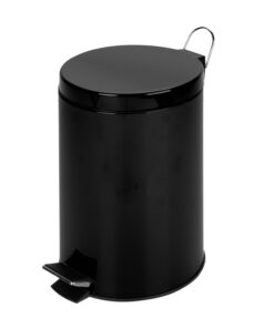 Steel 12L Round Step Waste Bin - Black
