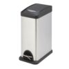 8L Stainless Steel Rectangular Step Waste Bin - Silver and Black