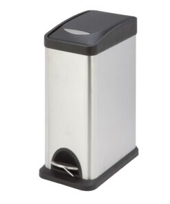 8L Stainless Steel Rectangular Step Waste Bin - Silver and Black