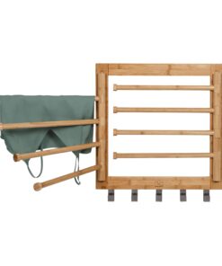 Natural Bamboo Wall-Mount Swivel-Arm Clothes Drying Rack
