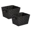 Woven Storage Bins with Handles (Set of 2) - Black