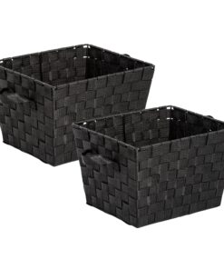Woven Storage Bins with Handles (Set of 2) - Black