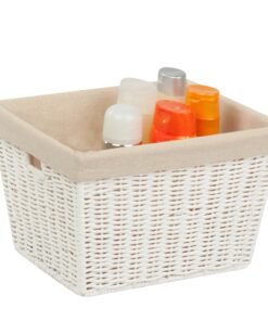 Paper Rope Medium Storage Basket with Liner - White