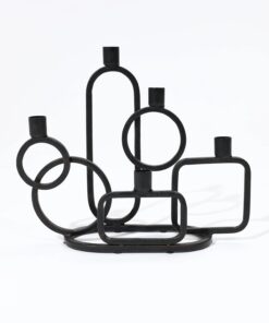 5-Taper black metal candle holder