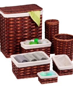 Decorative Wicker 7-Piece Woven Storage Basket Set - Brown
