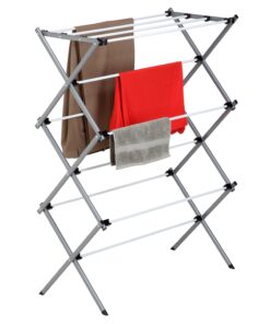 Foldable 3-Tier Accordion Clothes Drying Rack - Gray