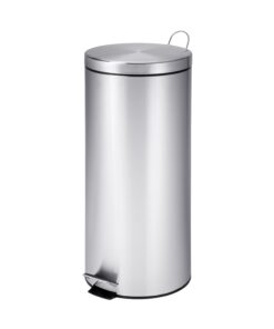 30L Stainless Steel Round Step Waste Bin - Silver