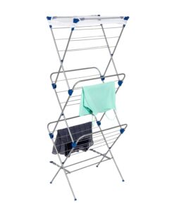Foldable 3-Tier Mesh Top Folding Clothes Drying Rack - Silver