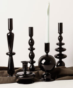 All Black Glass Candle Holders