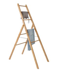Natural Foldable Bamboo Folding Ladder Rack