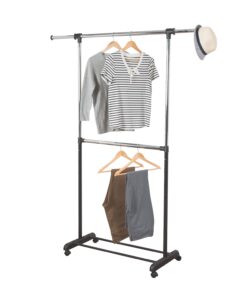 Mobile Expandable Double-Rod Garment Rack - Black