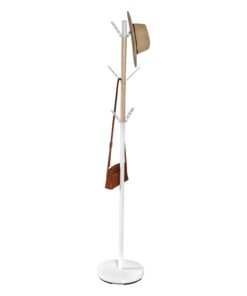 Freestanding Coat Rack with 6 Hooks - Natural and White