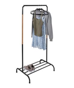 Garment Rack with Shoe Shelf - Black and Natural