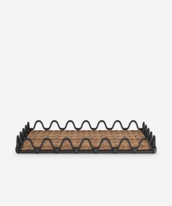 Modern Black Rattan Tray - Natural