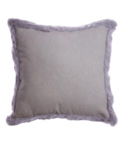 Grey Trim Rabbit Fur Pillow