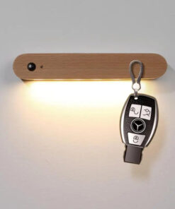 Magnetic Wooden Key Holder with Sensor Night Light