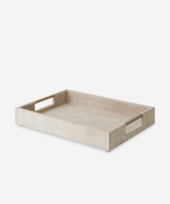 Brass Leather Suede Tray - Parchment