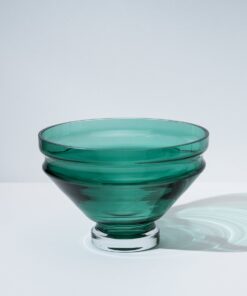 Large Bristol Green Sculptural Ripple Glass Bowl