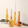 Orange Blown Glass Candle holders