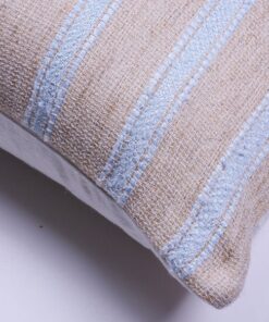 Pale Blue Striped Raw Linen Pillow