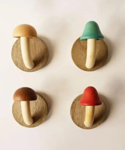Mushroom Wooden Wall Hooks - Set of 4