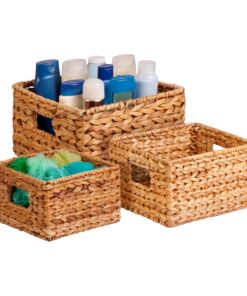 Natural Decorative Water Hyacinth Nested Baskets (Set of 3)