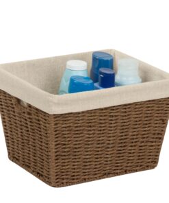 Paper Rope Medium Storage Basket with Liner - Brown