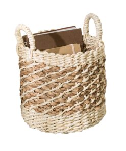 Natural Decorative Tea-Stained Small Wicker Storage Basket with Handles