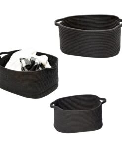 Cotton Cord Nesting Baskets with Handles (Set of 3) - Black
