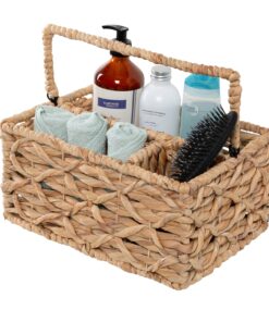 Natural Decorative Wicker Multi-Purpose 3-Compartment Basket Caddy with Handle