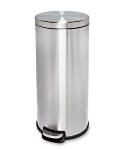 30L Round Stainless Steel Step Waste Bin - Silver