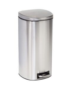 30L Stainless Steel Soft-Close Step Waste Bin with Lid - Silver