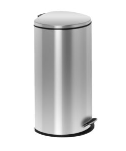 30L Stainless Steel Semi-Round Step Waste Bin with Lid - Silver