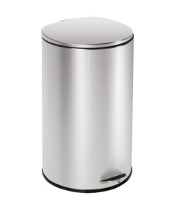 40L Stainless Steel Semi-Round Step Waste Bin with Lid - Silver