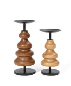 Wood Candle Holder Set of 2