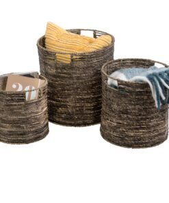 Maize Woven Round Nesting Baskets (Set of 3) - Brown