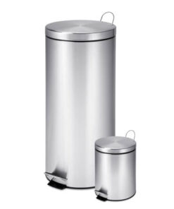 Stainless Steel 30L and 3L Step Waste Bins (Set of 2) - Silver