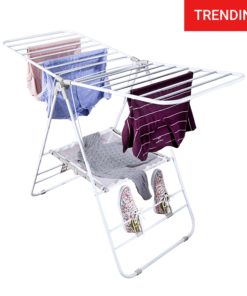 Heavy-Duty Foldable Gullwing Laundry Clothes Drying Rack - White