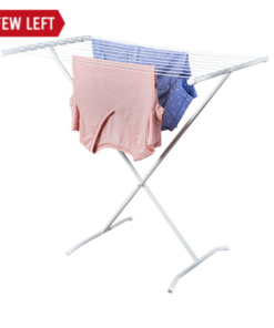 Foldable Metal Folding X-Frame Clothes Drying Rack - White